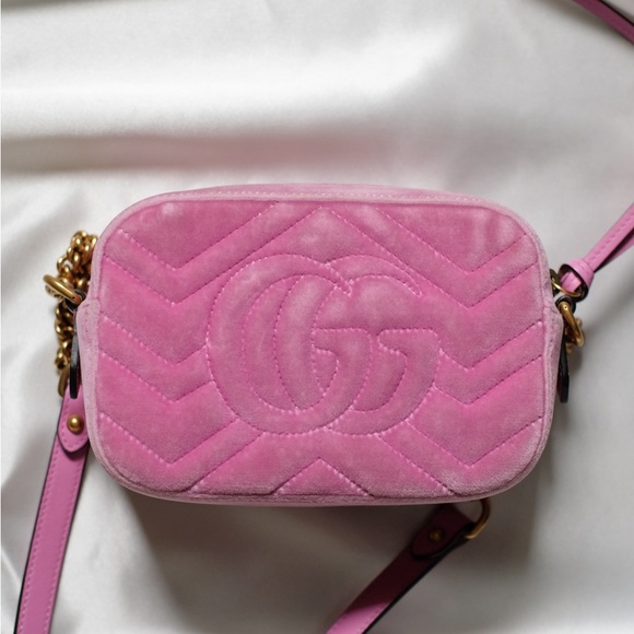 ✨ Authentic Gucci Marmont Shoulder Bag Crystal Embellished Matelasse Velvet Mini - Picture 6 of 8